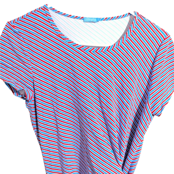 J. McLaughlin Women's Size Medium Elora Dress Blue Red Stripes - Picture 4 of 10